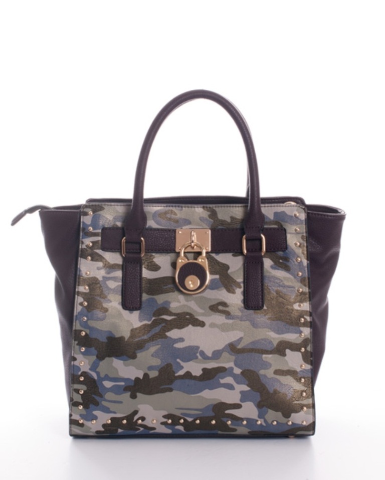 Lesa Camouflage Padlock Handbag Blue1